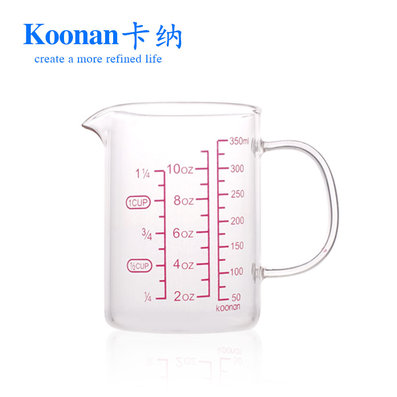 koonan卡纳品牌：玻璃拉花杯量杯牛奶杯350ml 咖啡拉花打奶泡杯